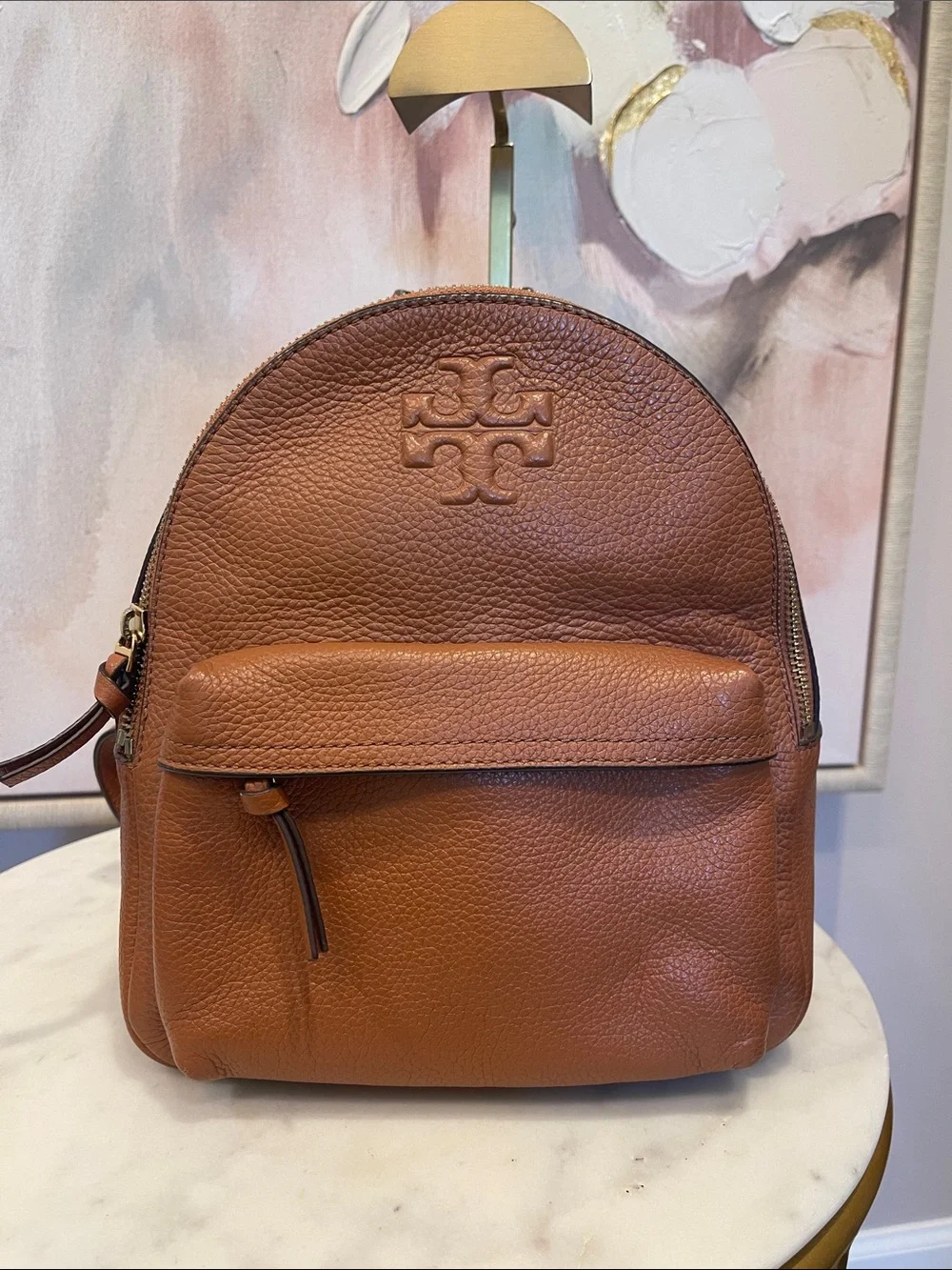 Tory Burch Cognac Pebbled Leather Mini Backpack Tory Burch Women main image 3
